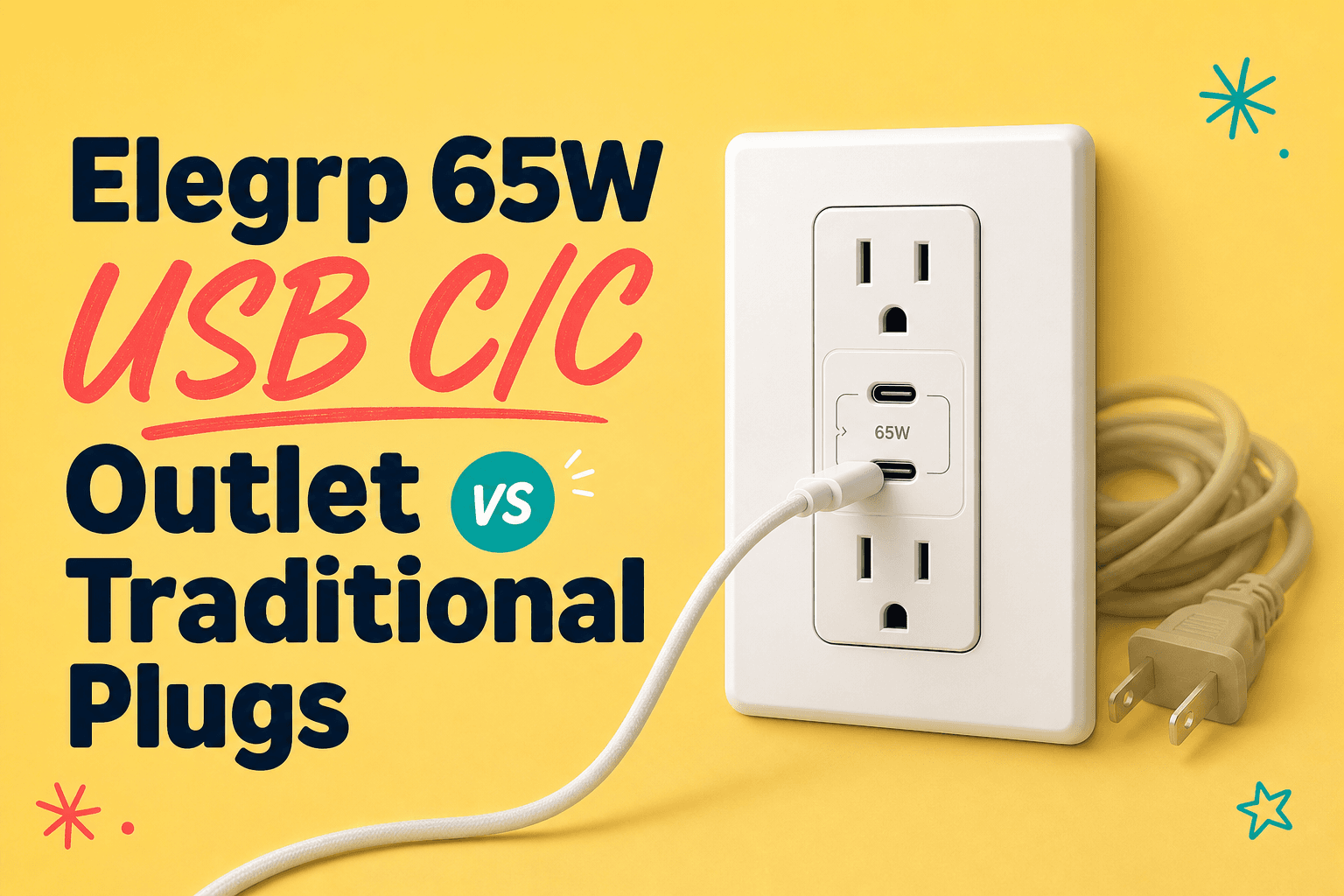 Elegrp 65W USB C/C Outlet vs Traditional Plugs in a Remote UX Designer’s Setup